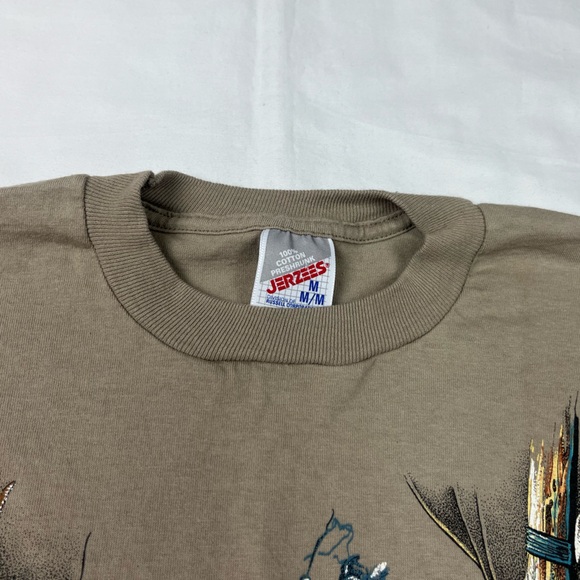 Vtg Montana Native American Indian Mens T-Shirt Sz Medium 90s Beige/Tan B5 - Picture 6 of 8